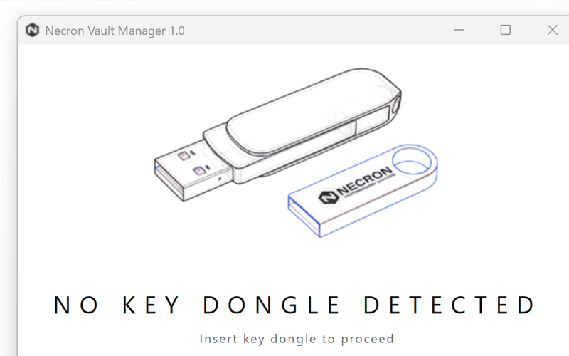 Necron Vault Manager USB key drive status indicator