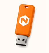 Necron branded orange USB key drive