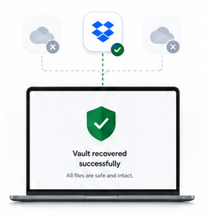 Vault recovered successfully message with one healthy mirror out of three
